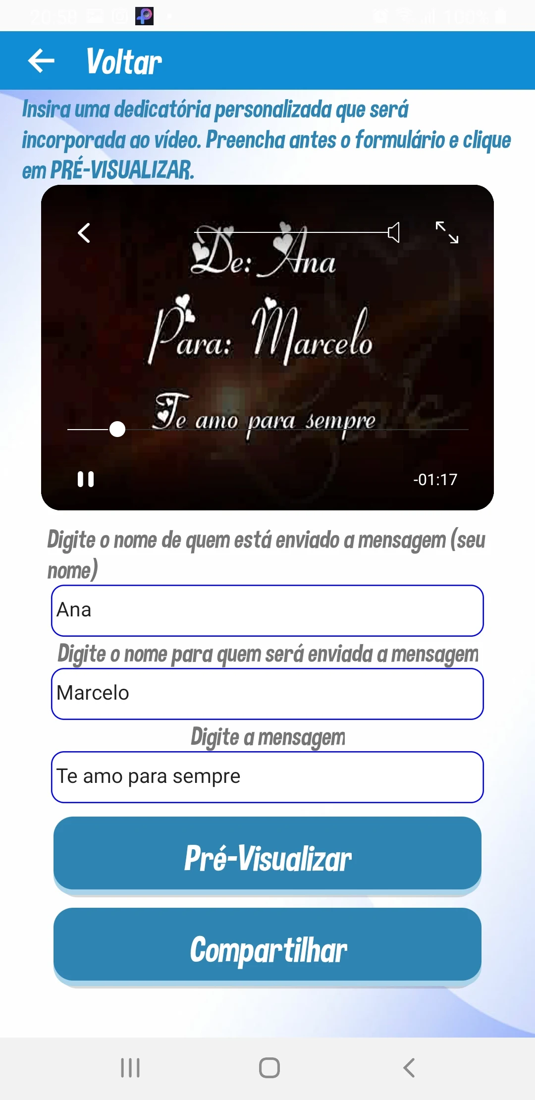 VideoMensagens Personalizadas screenshot